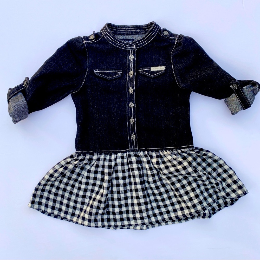 Calvin Klein Dress 3T Girls Toddler B&W Cheched